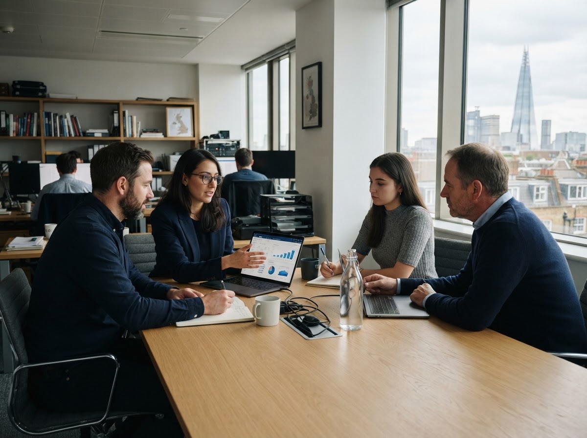 Atlantic Neural analysts reviewing predictive model output on screen
